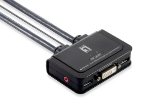 LevelOne KVM-0260 čierna / KVM switch / 2 porty / USB / DVI-I / 1920x1200 (KVM-0260)