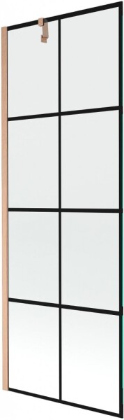 MEXEN/S - Next vaňová zástena FIX 70 x 150, čierna vzor, meď kartáčovaná - 895-070-000-00-70-77 895-070-000-00-77-65