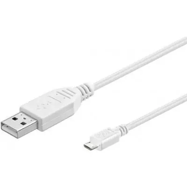PremiumCord Kábel micro USB 2.0, AB 5m / biela (8592220012144)