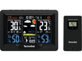 TechniSat iMETEO X1 čierna / Meteorologická stanica / veľký farebný LCD displej / teplota / tlak / vlhkosť / 4X AA (MET01E)