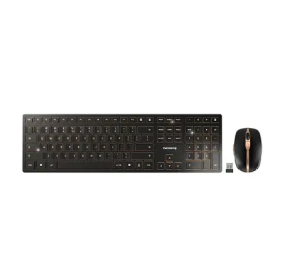Cherry DW 9100 SLIM čierna-bronzová / Set klávesnice a myši / bezdrôtový / Bluetooth 4.0 a 2,4 GHz / US layout (JD-9100EU-2)