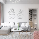 Veselá Stena Samolepka Horúci čaj Farba: růžová, Veľkosť: 80 x 57 cm