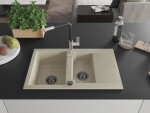 MEXEN/S MEXEN/S - Gaspar granitový drez 1.5 s odkvapkávačom vrátane batérie Flora, béžová 6507-69-670401-07-B