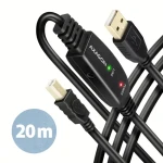 Axagon ADR-220B, USB 2.0 AM - BM aktívny prepojovací / repeater kábel, 20m (ADR-220B)
