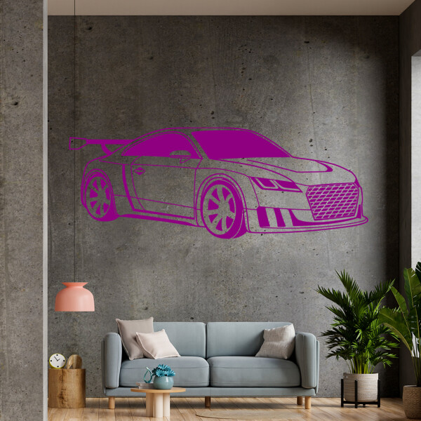 Veselá Stena Samolepka Audi Auto Farba: fialová, Veľkosť: 100 x 40 cm