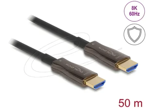 DeLock Aktívny optický kábel HDMI s kovovým opláštením 50 m / Kábel HDMI / 8K / 60Hz (86034)