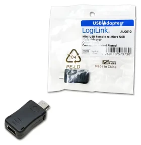 LogiLink Adaptér Micro USB - Mini USB čierna / Adaptér / Micro USB (M) / Mini USB (F) (AU0010)