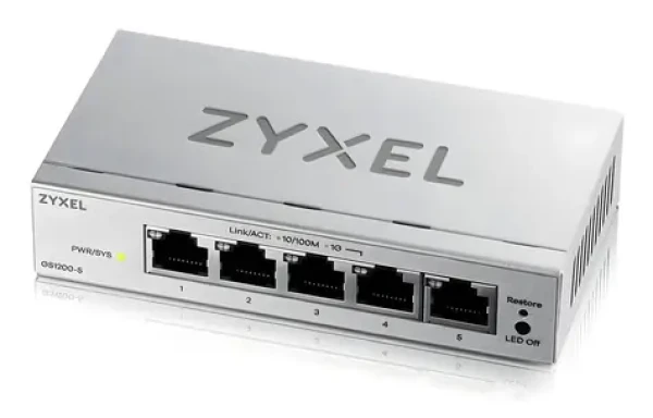 ZyXEL GS1200-5V3 sivá / Switch / Desktop / 5x GLAN / Managed L2 / Fanless (GS1200-5V3-EU0101F)