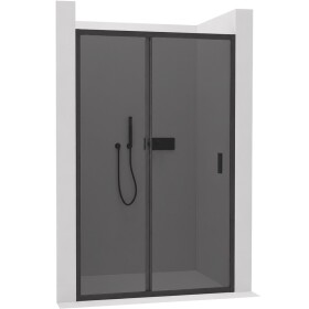 CERANO - Sprchové posuvné dvere Varone LINE Ľ/P - 6 mm - čierna matná, grafitové sklo - 150x195 CER-8050BD7553