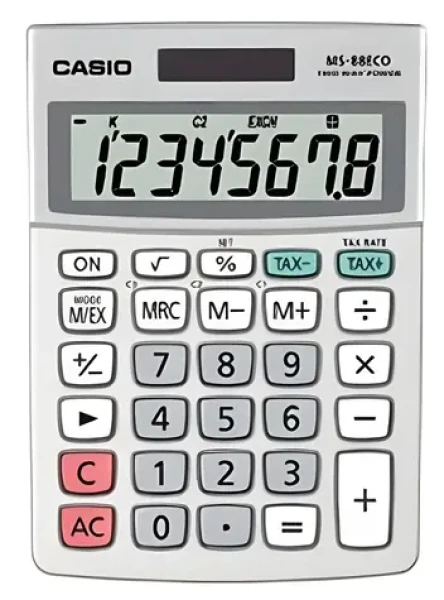 Casio MS-88 ECO / Stolová kalkulačka / 8-miestny displej / solárne a batériové napájanie / recyklovaný plast (MS-88ECO)