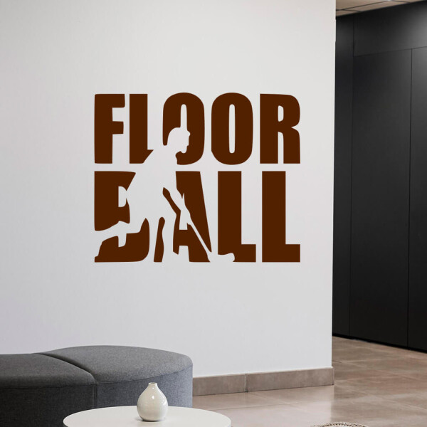 Veselá Stena Samolepka Nápis Floorball Farba: hnědá, Veľkosť: 100 x 82 cm