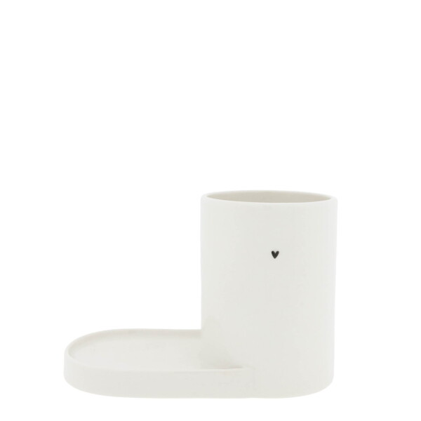 Bastion Collections Keramický stojan do kúpeľne White Black Heart
