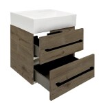 Kúpeľňová skrinka s umývadlom a čiernou úchytkou SAT Cube Way 60x53x46 cm dub Wellington mat CUBE46C602DWSATCWL CUBE46C602DWSATCWL