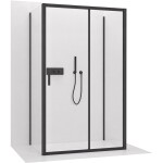 CERANO - Trojstenný sprchovací kút Varone LINE UL/P - 6 mm - čierna matná, transparentné sklo - 140x70x195 - posuvný CER-DY505B-90142