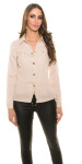 Sexy Koucla blouse with leatherlook and buttons BEIGE