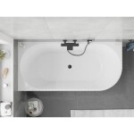 MEXEN/S - Silo voľne stojaca rohová vaňa ľavá reliéf 150 x 75, biela, sifón a prepad čierna 52891507500L-70