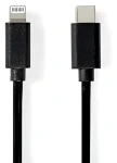 Nedis Lightning kábel 1 m čierna / Dátový kábel / USB-C (M) - Lightning 8-pin (M) / USB 2.0 / 480 Mbps (CCGL39650BK10)