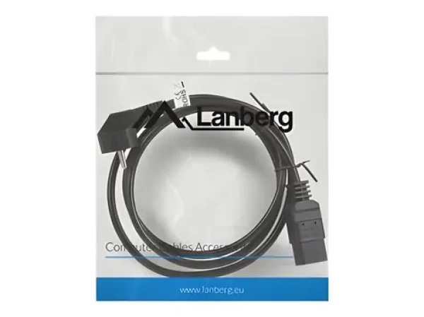 Lanberg CEE7/7 - IEC C19 čierna / Napájací kábel / 1,8 m / 16A / VDE (CA-C19C-10CC-0018-BK)