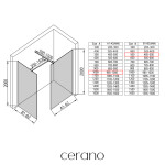 CERANO - Sprchová zástena Walk-in Onyx TL/P - 8 mm - hranatá vzpera - čierna matná, transparentné sklo - 100x50x200 CER-8050BD2912