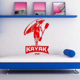 Veselá Stena Samolepka Kajak Farba: červená, Veľkosť: 40 x 28 cm