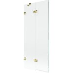 MEXEN/S - Lunar vaňová zástena 2-krídlová ľavá 80 x 150, transparent, zlatá 897-080-100-50-00-L