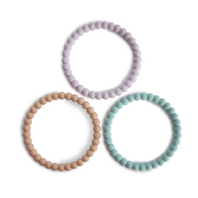Mushie náramkové hryzátko zo silikónu PEARL lilac cyan soft peach