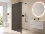 CERANO - Sprchová zástena Walk-in Orbis Round Ľ/P - 8 mm - okrúhla vzpera - čierna matná, grafitové sklo - 160x200 CER-978737