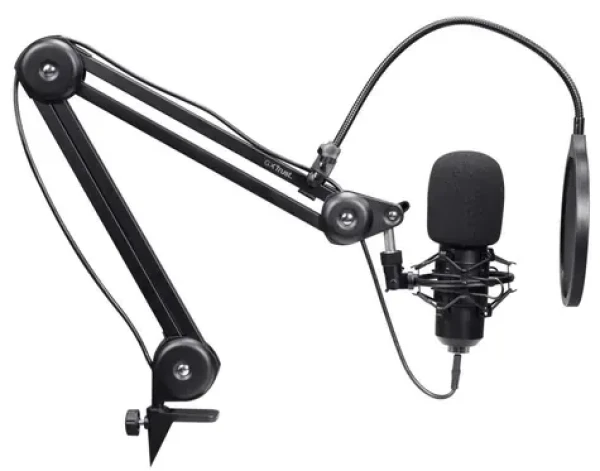 Trust GXT 270 Emita II čierna / Mikrofón / kondenzátorový / nastaviteľné rameno / USB-C / 2,5 m (25770)