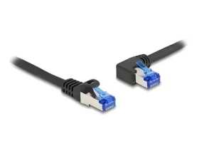 DeLock RJ45 / Patch kábel / Cat.6a S/FTP / 2 m / priamy - uhlový / čierna (80219)