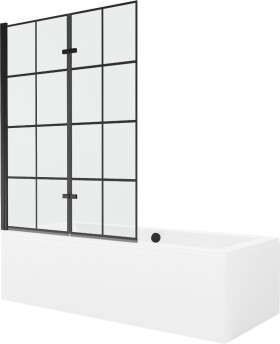 MEXEN/S - Cube obdĺžniková vaňa 170 x 80 cm s panelom + vaňová zástena 120, čierna vzor 550517080X9212027077