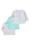 Dojčenské tričko 3pack, Minoti, Snail 10, modrá - 56/62 | 0-3m