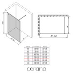 CERANO - Sprchová zástena Walk-in Moreli Ľ/P + polička/držiak na uteráky - čierna matná, transparentné sklo - 130x200 CER-543772