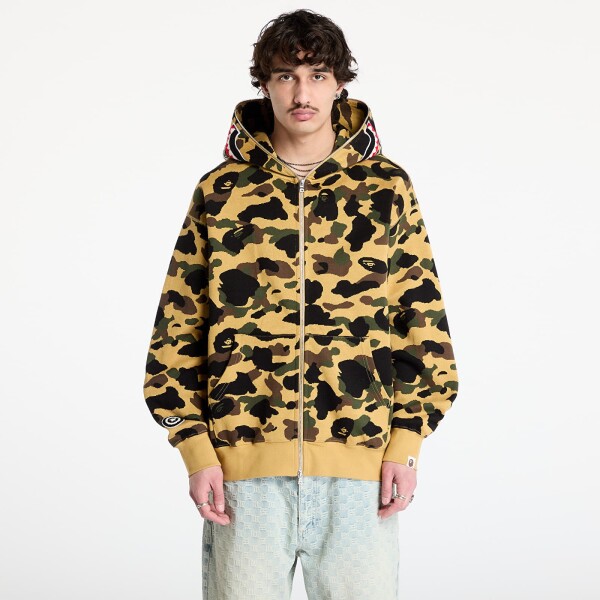 Mikina A BATHING APE 1St Camo Jacquard Shark Relaxed Fit Full Zip Hoodie UNISEX Yellow XL