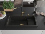 MEXEN/S MEXEN/S - Omar granitový drez 800 x 480 mm, čierna/zlatá metalik, zlatý sifón 6520801005-75-G