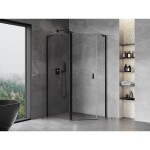 MEXEN/S - Mist Lsprchovací kút päťboký krídlový asymetrický 100 x 80, transparent, čierna 8A8L-100-080-70-00