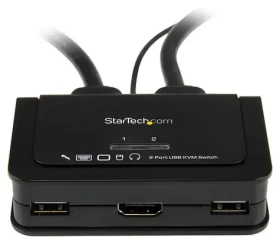 StarTech 2-portový HDMI KVM prepínač čierna / KVM prepínač / integrovaný kábel 0,85 m / 1920x1200 px / USB (SV211HDUA)