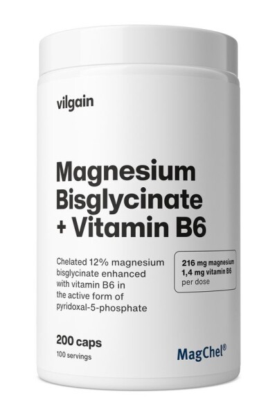 Vilgain Horčík bisglycinát + Vitamín B6 – 200 kapsúl