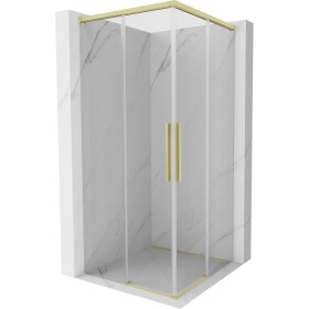 MEXEN/S - Rox Duo sprchovací kút posuvný 95 x 95, transparent, zlato kefovaná 8C2D-095-095-55-00
