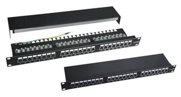 Xtendlan čierna / Patch panel / 19" / 24 portov / Cat6 / tienený / vyväzovacie úchyty (XL-PP19-24C6S-A)