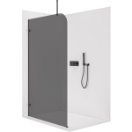CERANO - Sprchová zástena Walk-in Orbis Top Round Ľ/P - 8 mm - okrúhla vzpera - čierna matná, grafitové sklo - 140x200 CER-682177
