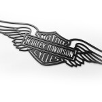 Veselá Stena Drevená nástenná dekorácia Harley Davidson krídla čierne