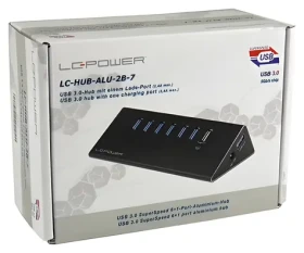 LC-Power LC-HUB-ALU-7B / USB hub / 6x USB 3.0 / nabíjací Port 2,4 A / hliníkový (LC-HUB-2B-7)