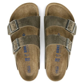 Dámske/pánske žabky Birkenstock Arizona Soft Footbed Oiled Leather Narrow Faded Khaki (1019377) 37