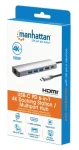 Manhattan USB-C dokovacia stanica 6v1 strieborná / Dokovacia stanica / 1x HDMI 4K/60Hz / Gigabit LAN / PD 100W (153959)