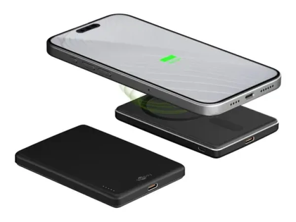 Goobay 70182 čierna / Powerbanka / 5000 mAh / MagSafe / 15W bezdrôtovo / 20W USB-C (70182)