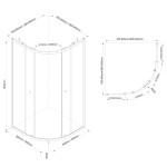 AQUALINE - ARLETA BLACK štvrťkruhový sprchovacia zástena 800x800, číre sklo BLS800