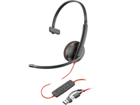 Poly Blackwire 3210 čierna / Náhlavná súprava / mikrofón / jedno slúchadlo / USB-C/A (8X214A6)