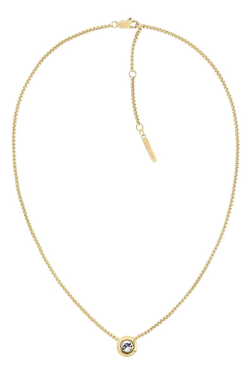 Calvin Klein Slušivý pozlátený náhrdelník Twiste Bezel Solitaire 35000770