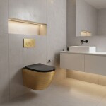REA - Závesná WC misa Carlo Mini Tornado Black Brush Gold REA-C4330