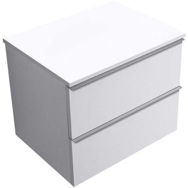 CERANO - Kúpeľňová skrinka Velora - biela matná, úchytka chrómová + doska pod umývadlo Navira Slim - 18 mm - 70x54,8x46,5 CER-664735